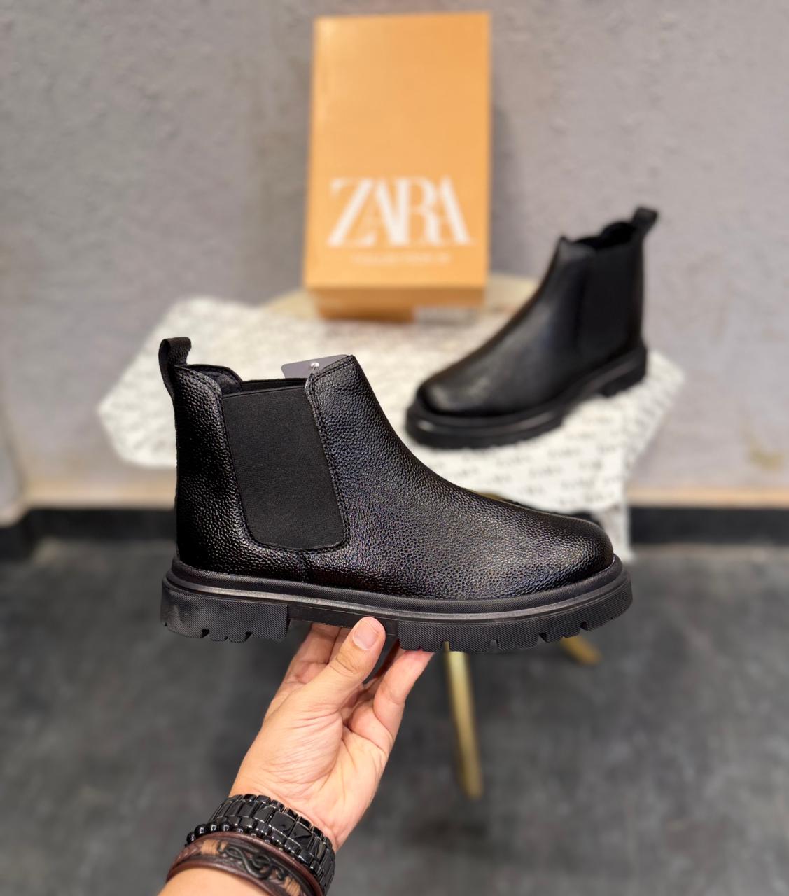 Zara Chunky Chelsea Black Boots