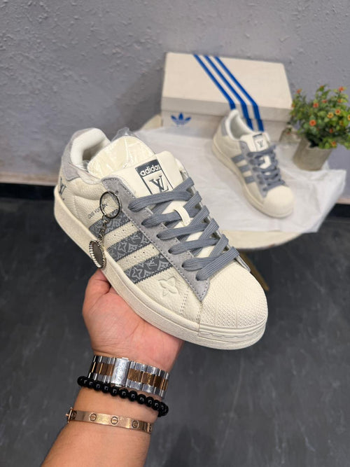 Adidas Superstar x Engraved Louis Vuitton Beige Grey