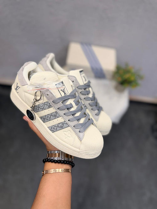 Adidas Superstar x Engraved Louis Vuitton Beige Grey