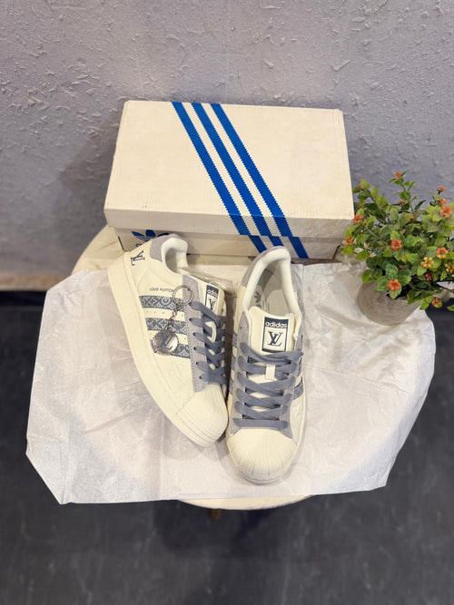 Adidas Superstar x Engraved Louis Vuitton Beige Grey